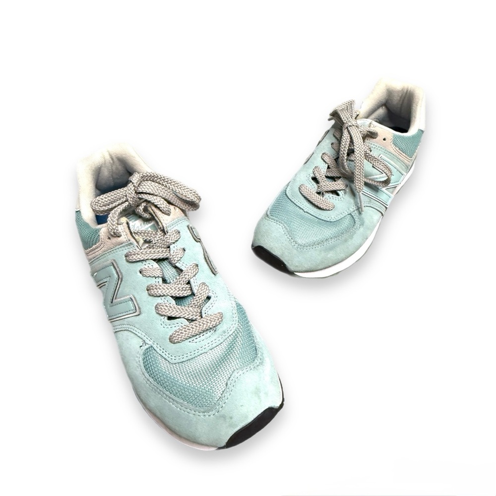 New Balance 574 Classic Sneakers - Teal Mint Green & Grey - Size 9.5 - Picture 2 of 6